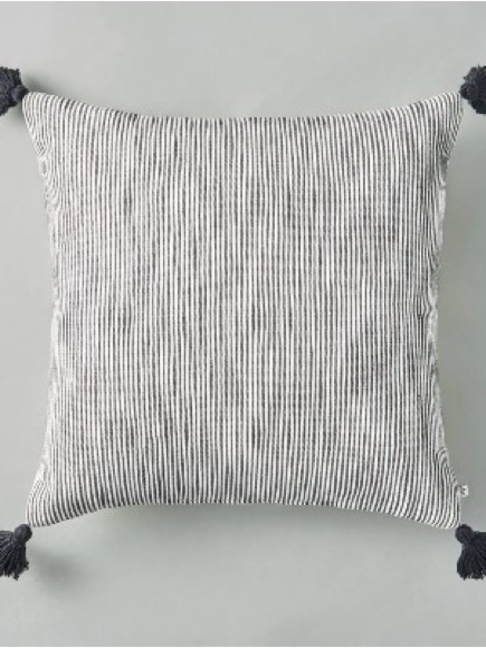 24" x 24" Woven Slub Stripe Throw Pillow with Tassels Gray/White - Hearth & Hand